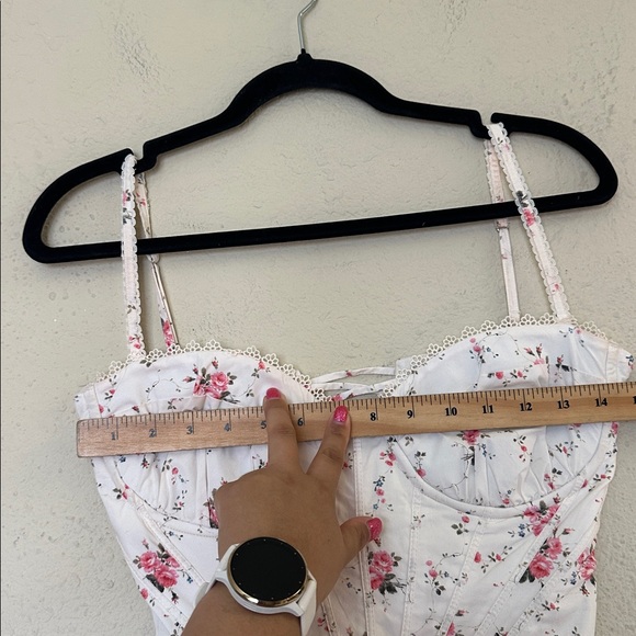 House of cb STEFFANI White Stretch Cotton Rose Print Midi Sundress Size XS D-DD‎ - Picture 12 of 13